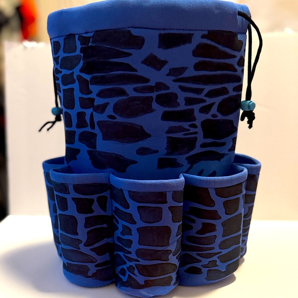 NWOT: DYI 8 pocket Sapphire Blue Metallic and black tote bag